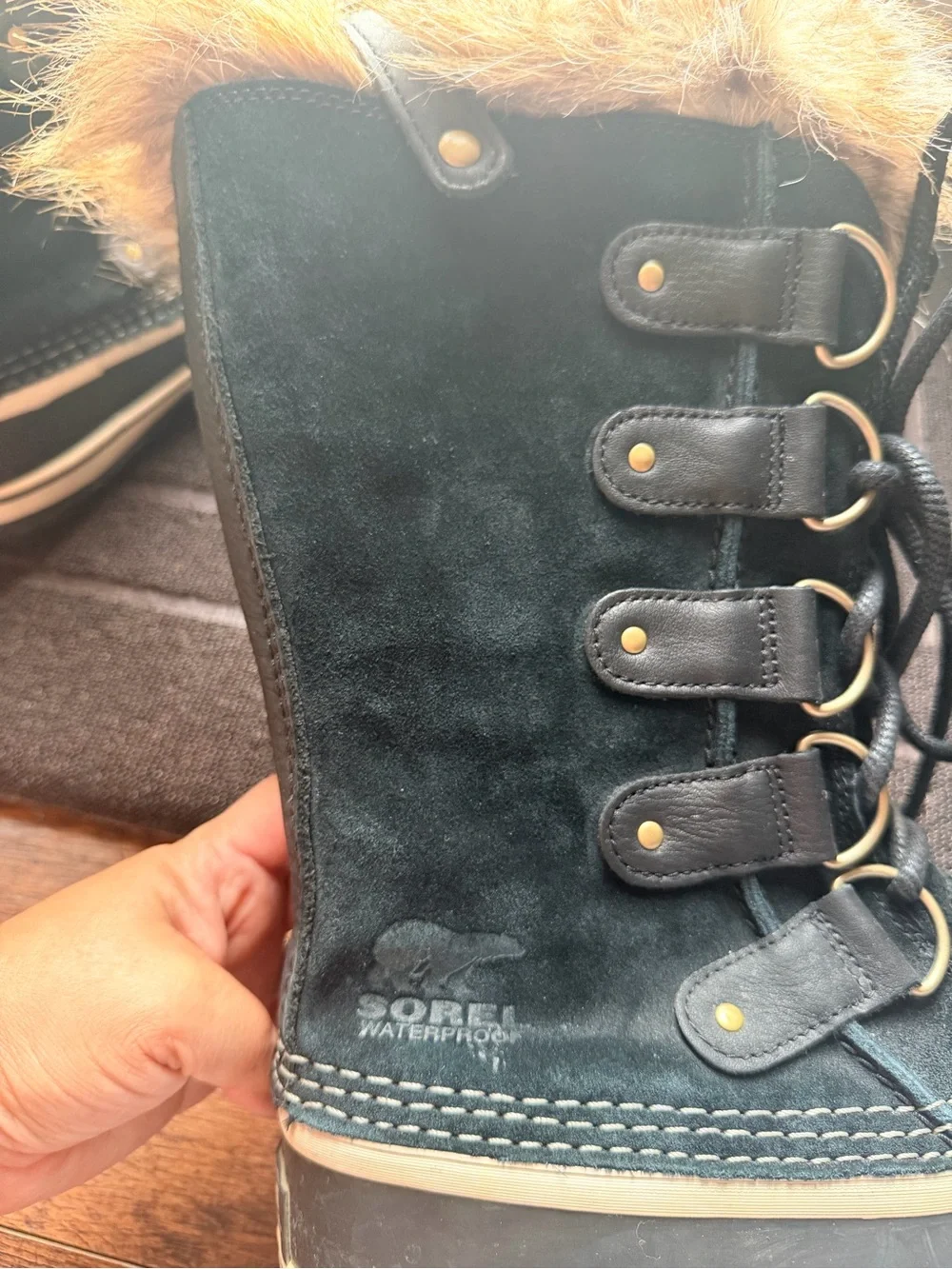 Sorel Joan of Arctic Tall Waterproof Snow Boots Black Faux Fur Women’s 9 Winter